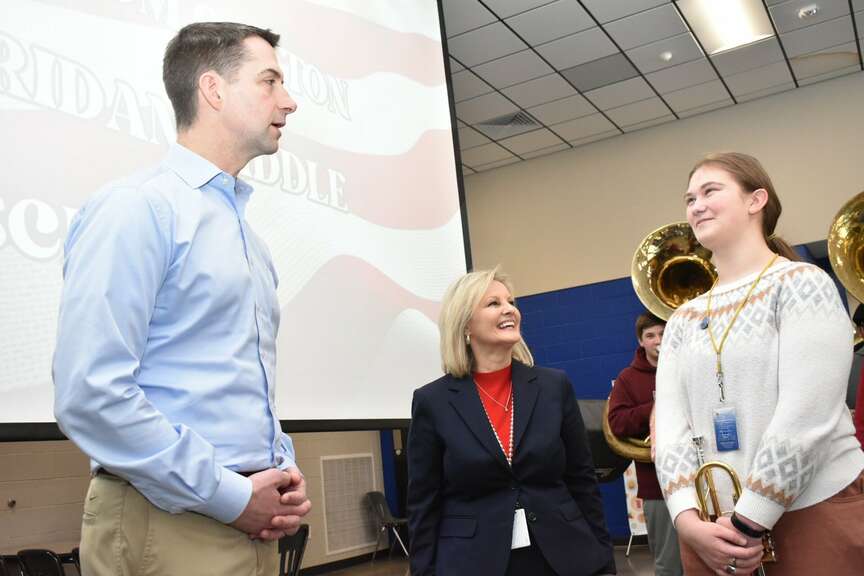 Cotton visits Sheridan Middle School