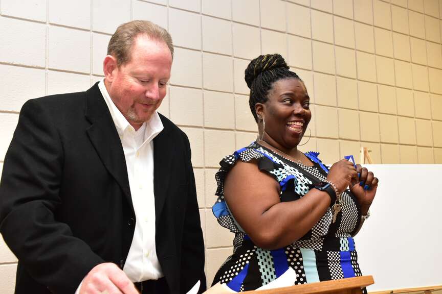 Rack Room honors Pine Bluff Junior High teacher