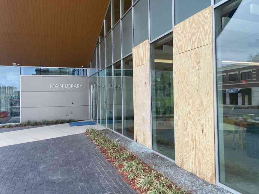Public library ravaged; man arrested at scene